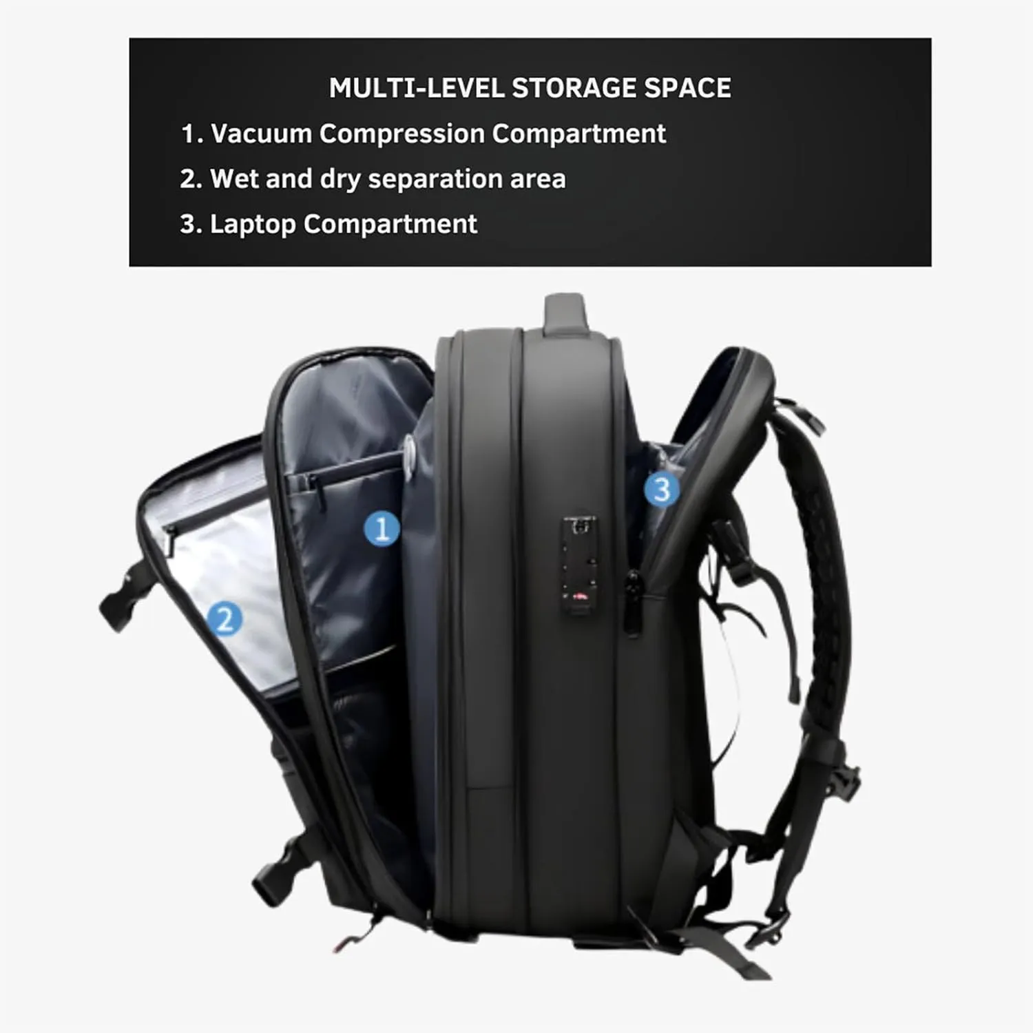 Airmak Vacuum Backpack, Maklot Seal Compression Travel Bag With Pump, Multifunctional Expandable Waterproof Carry on Laggage (Black)