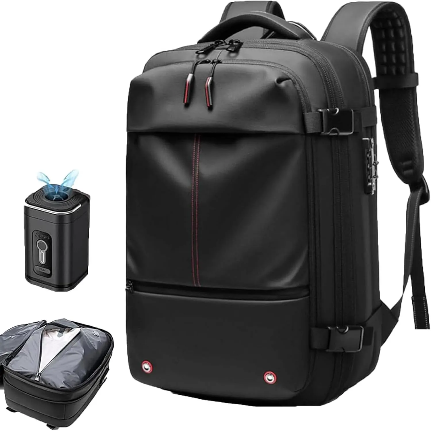 Airmak Vacuum Backpack, Maklot Seal Compression Travel Bag With Pump, Multifunctional Expandable Waterproof Carry on Laggage (Black)