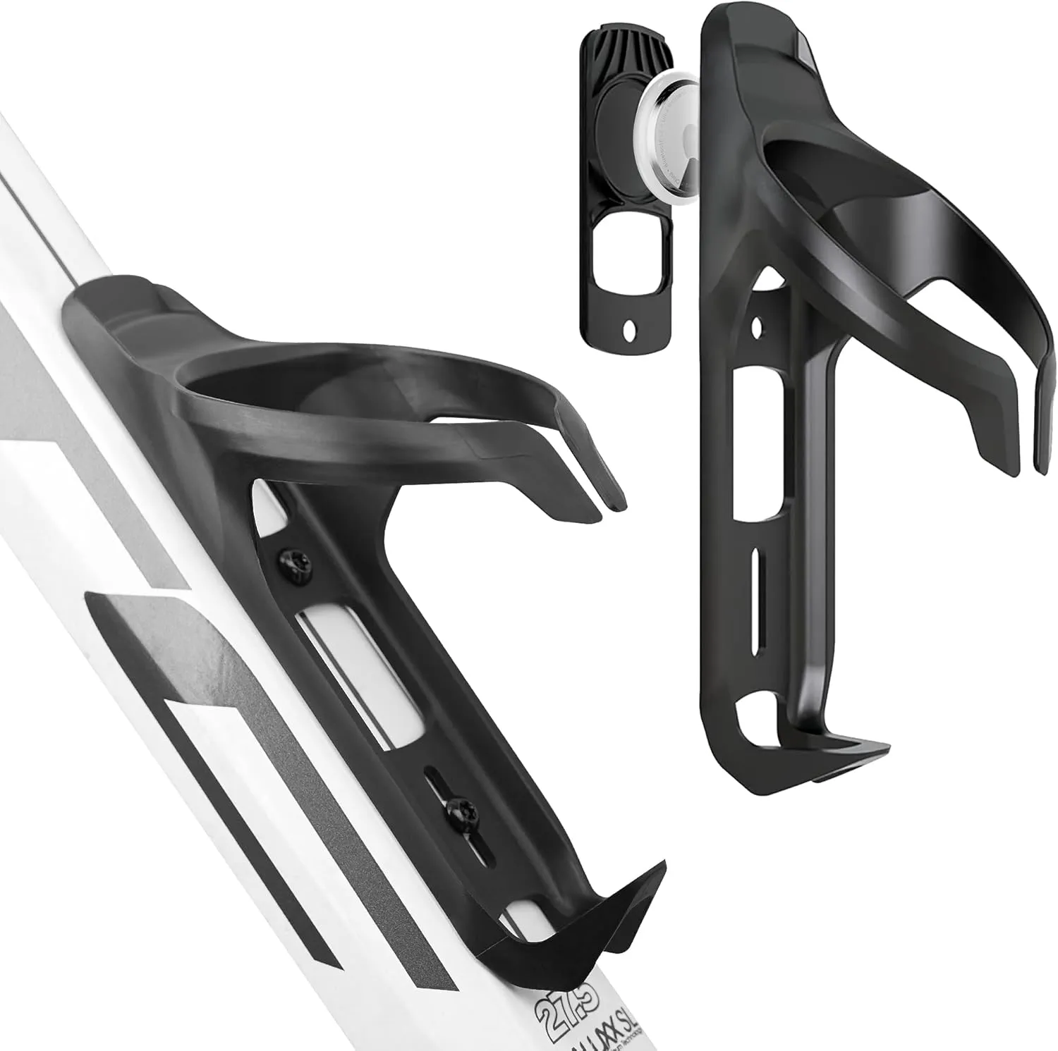 Airtag Concealed Bicycle Bottle Cage, Mountain and Road Bike GPS Tracker Anti-Theft, Waterproof Holder, Durable Plastic Water Cup Holder for All Bikes
