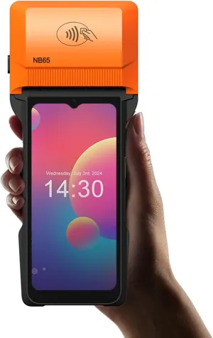alacrity Handheld POS PDA Android 14 Receipt Printer 3GB 32GB 1D 2D Barcode Scanner, Wifi/Gps/BT/4G Full Network Connection, 6.5" Touchscreen 80mm Width Thermal Label Printing 6400mAh Battery and NFC