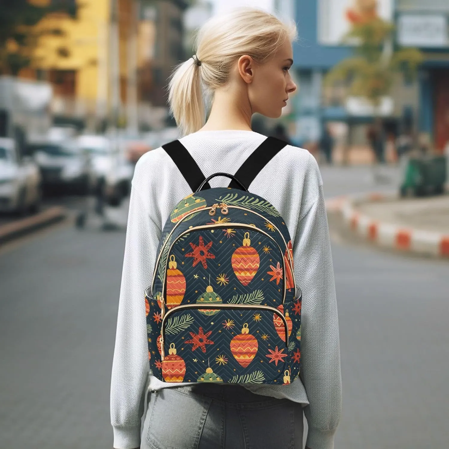 ALAZA Christmas Lantern Small Backpack Purse for Women Travel Bag Lightweight Shoulder Bag Fashion Daypack
