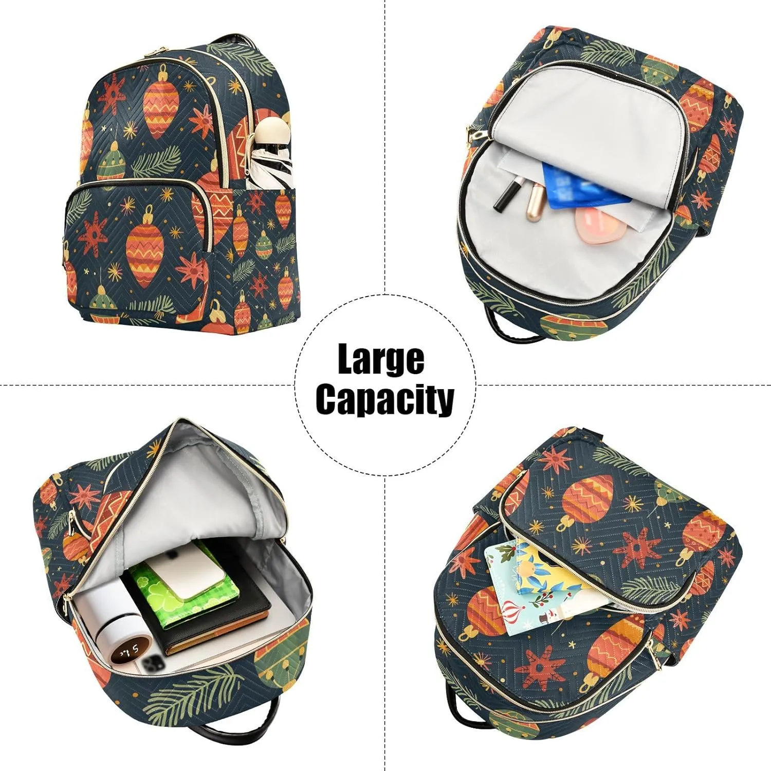 ALAZA Christmas Lantern Small Backpack Purse for Women Travel Bag Lightweight Shoulder Bag Fashion Daypack