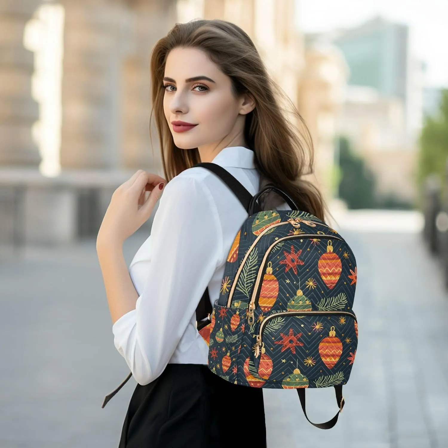 ALAZA Christmas Lantern Small Backpack Purse for Women Travel Bag Lightweight Shoulder Bag Fashion Daypack