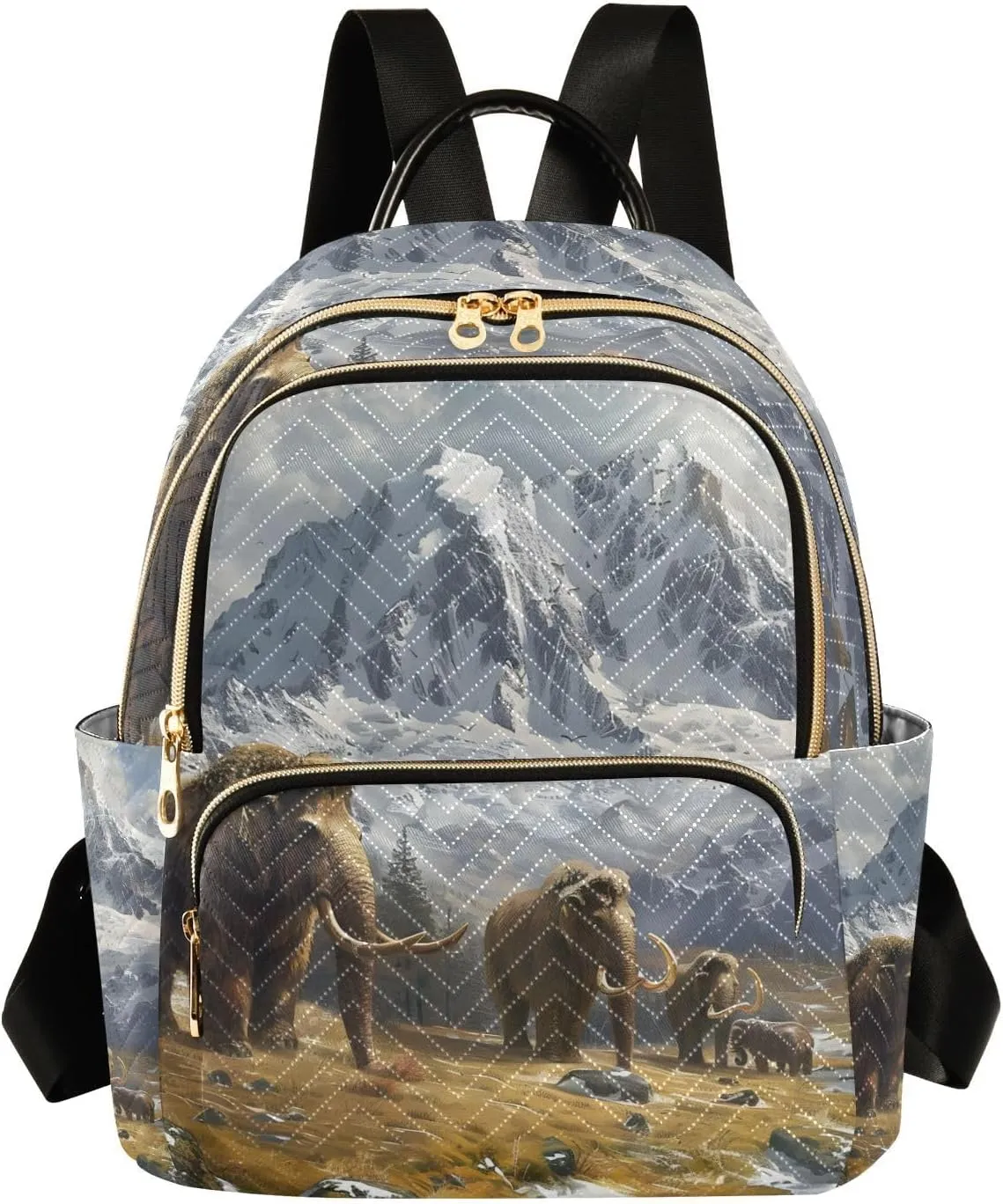 ALAZA Primitive Elephants Small Backpack Purse for Women Travel Bag Lightweight Shoulder Bag Fashion Daypack