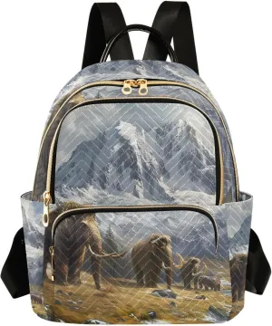 ALAZA Primitive Elephants Small Backpack Purse for Women Travel Bag Lightweight Shoulder Bag Fashion Daypack