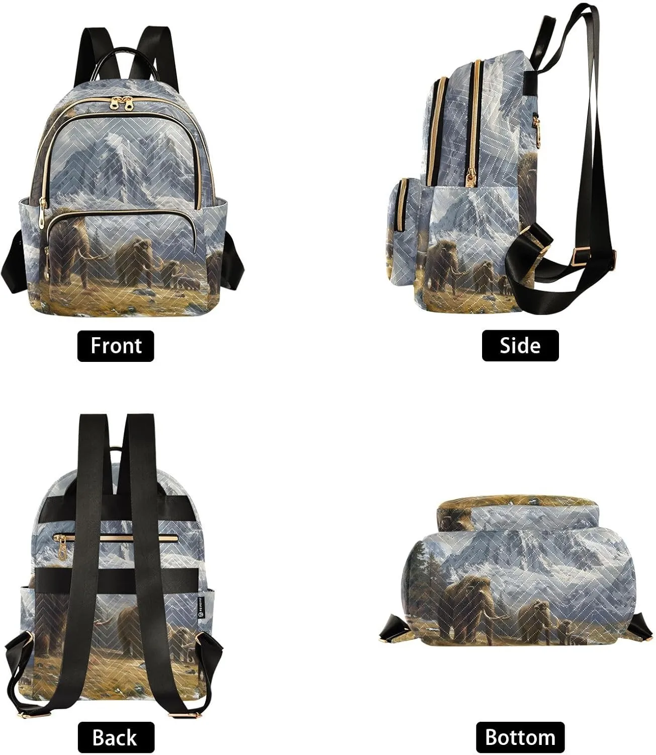 ALAZA Primitive Elephants Small Backpack Purse for Women Travel Bag Lightweight Shoulder Bag Fashion Daypack