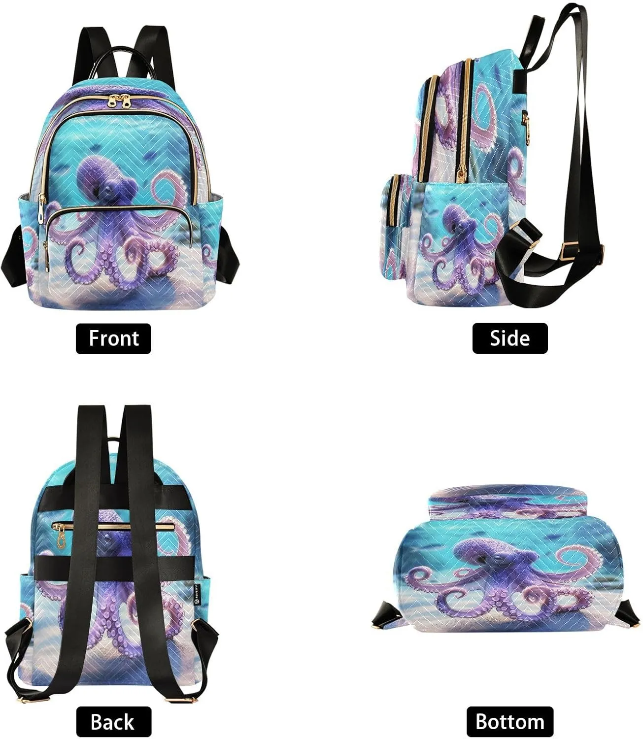 ALAZA Purple Octopus Mini Backpack Purse for Women Travel Bag Lightweight Shoulder Bag Fashion Daypack