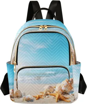 ALAZA Shells Beaches Seashores Small Backpack Purse for Women Travel Bag Lightweight Shoulder Bag Fashion Daypack