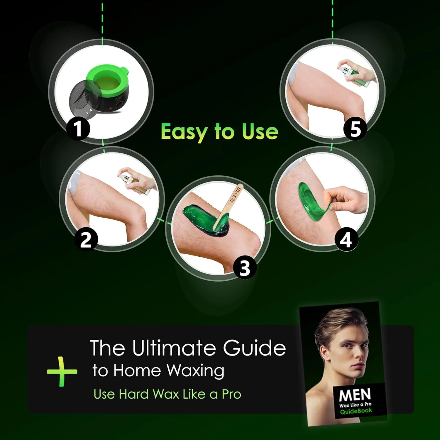 All-in-One Waxing Kit for Men – Complete Hard Wax Kit for Hair Removal, Body & Face, Home Waxing Warmer for Brazilian & Bikini, Includes Wax Pot, Wax Machine & Accessories