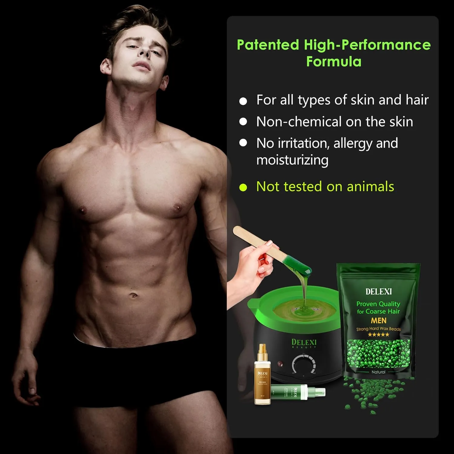 All-in-One Waxing Kit for Men – Complete Hard Wax Kit for Hair Removal, Body & Face, Home Waxing Warmer for Brazilian & Bikini, Includes Wax Pot, Wax Machine & Accessories