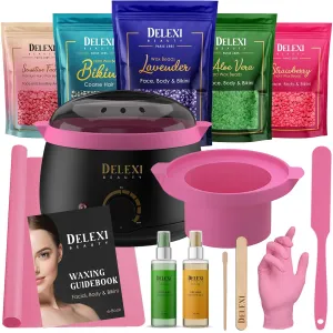 All-in-one Waxing Kit for Women  5 Pack Salon Quality Wax for Full Body Hair Removal - Ideal for Bikini, Brazilian, Underarms, Legs, Eyebrows, Chest, Back, and Mustache - For Sensitive Skin