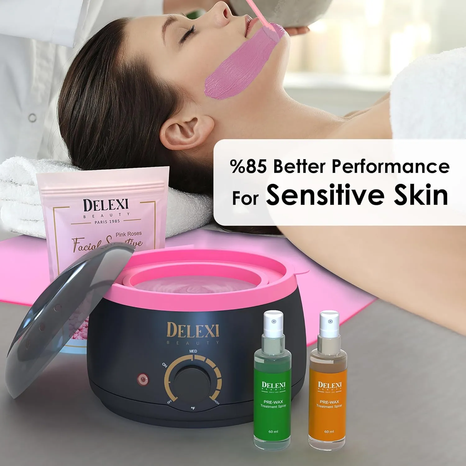 All-in-one Waxing Kit for Women  5 Pack Salon Quality Wax for Full Body Hair Removal - Ideal for Bikini, Brazilian, Underarms, Legs, Eyebrows, Chest, Back, and Mustache - For Sensitive Skin