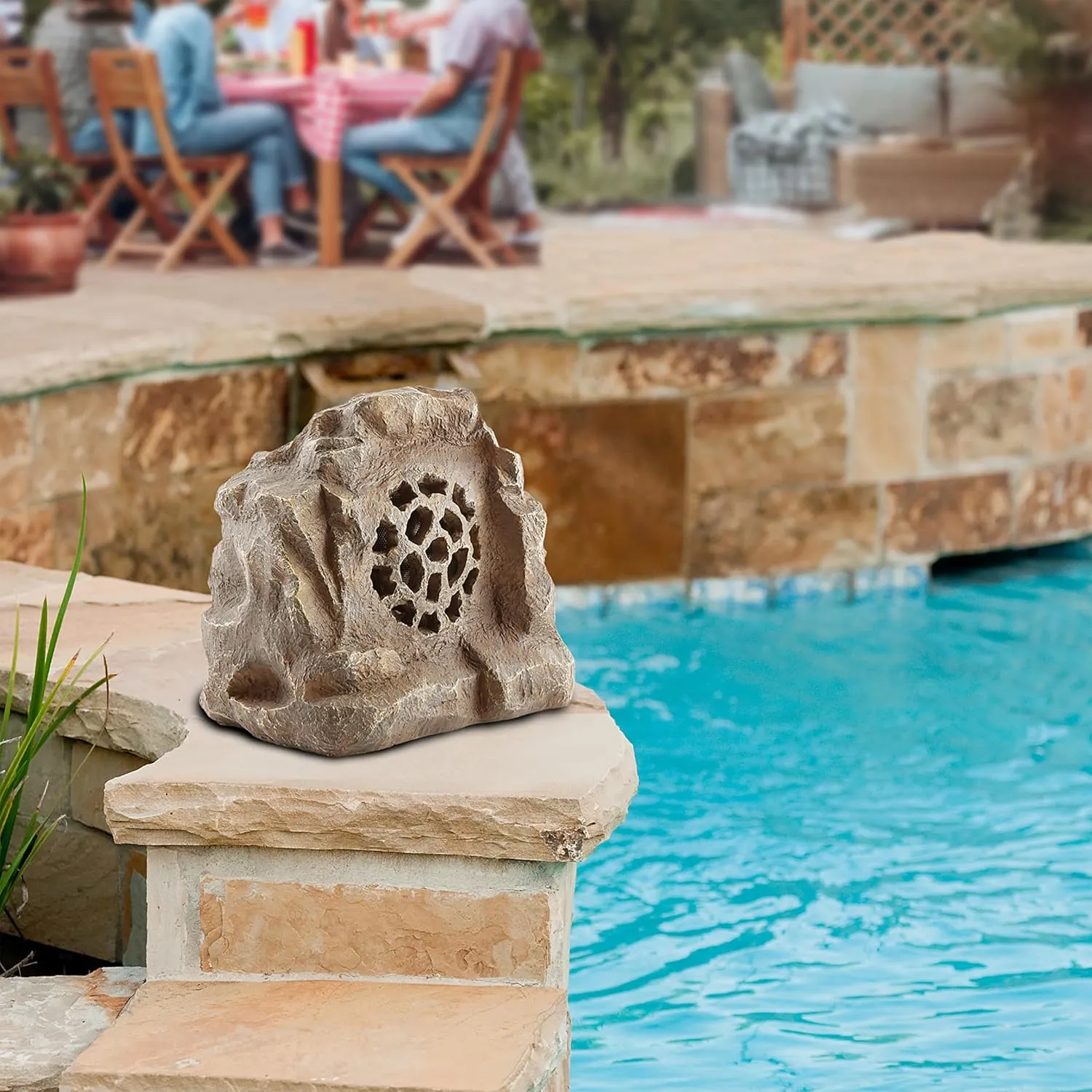 Alpine Corporation - Waterproof Bluetooth Solar-Powered Outdoor Wireless Rock Speaker – 50 Foot Range - Weatherproof, High-Fidelity Sound, Energy Efficient Solar Charging, Portable Audio System