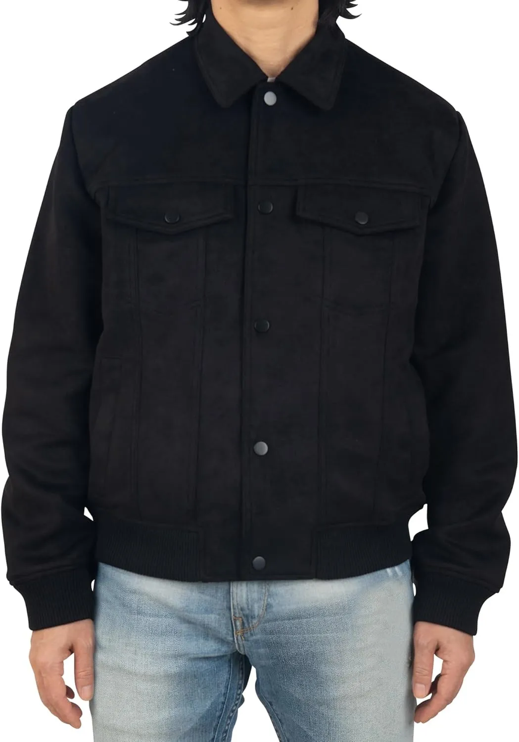Alpine Swiss Blake Mens Vegan Suede Bomber Jacket Lightweight Slim Fit Casual Softshell Coat