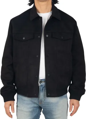 Alpine Swiss Blake Mens Vegan Suede Bomber Jacket Lightweight Slim Fit Casual Softshell Coat