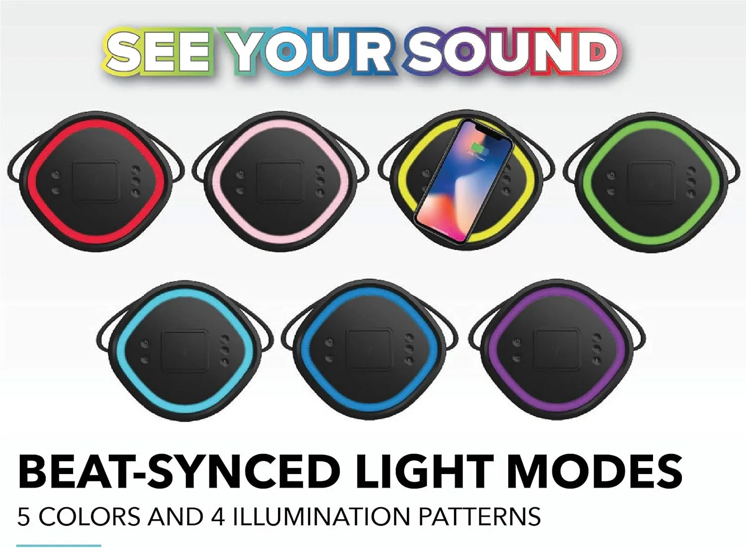 Altec Lansing Soundbucket XL - Waterproof Bluetooth Speaker with Customizable LED Lights, Qi Wireless Charging, 20 Hours Playtime & 100 Foot Range