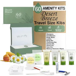 Amenity & Accessory Kit | 1 oz Shampoo, Conditioner, Lotion, Body Wash, Body Bar, Cleansing Bar, Shave & Dental Sets, Make-Up Wipes, Vanity Kit | 60 Sets per Case