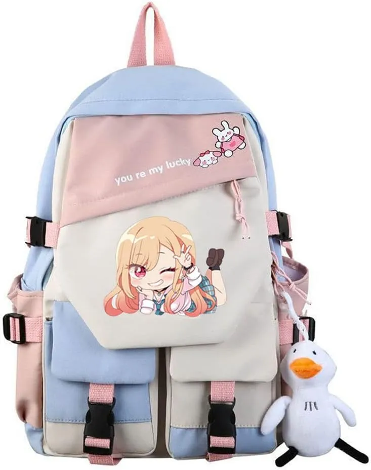 Anime My Dress Up Darling Marin Kitagawa dokidoki Backpack Cosplay Kawaii Backpack With Pendant Duck (3)