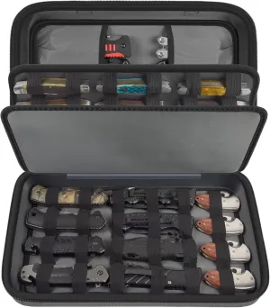 ANKHOH Knife Display Case for 56  Pocket, Folding Knives Storage Holder, Collection Carrying Box for Tactical, Hunting, EDC, Survival, Camping, Mini Knives, Butterfly Knife Organizer（Grey