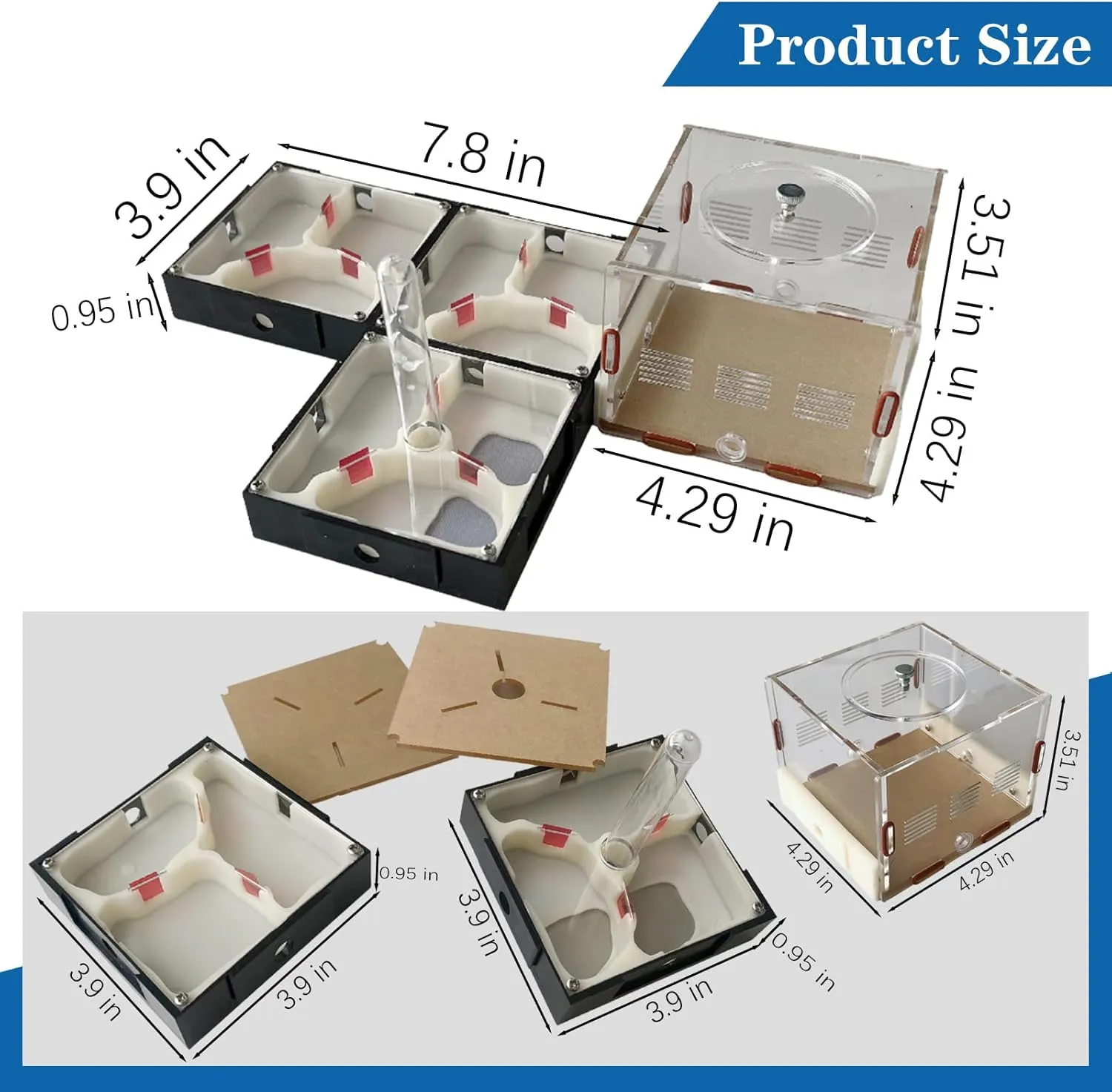Ant Farm Nest Science DIY Terrarium Kit Care for Live Ants Ant Habitat with Water Tower Nurturing Room and Comprehensive Observation-Set 4