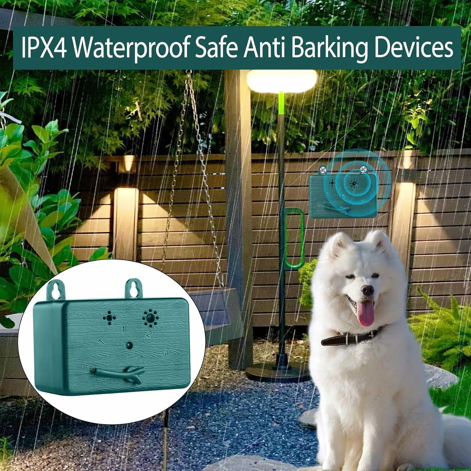 Anti Barking Device, 50 FT Ultrasonic Dog Barking Control Device, 4 Modes Bark Box,Neighbor Dog Silencer, Dog Barking Silencer for Indoor and Outdoor Use, Waterproof Dog Barking Deterrent