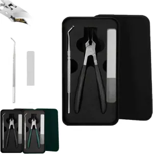 Anti-Splash 25° Slant Edge Nail Clipper 3-Piece Set, Long Handle Wide Jaw Opening Slanted Nail Clipper, with Glass Polishing File and Nail Spoon, for Fingernails and Toenails (Black)