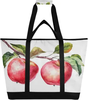 Apples Watercolor Reusable Insulated Lunchbox Cooler Bag, Leakproof Kitchen Grocery Bag Collapsible Portable Cooler Tote Bag for Picnic, Camping, Office, Travel