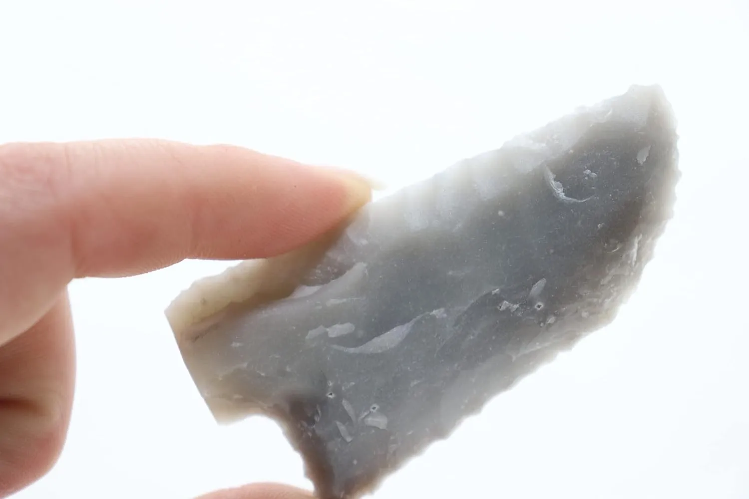 Arkansas Novaculite Curved Fantasy Knife Blade Handmade Using Flint Knapping Pressure Flake Techniques Great DIY Fantasy Blade/Point Cosplay;Reiki Energy/Wiccan Wand Cuts Ties/Negative Energy