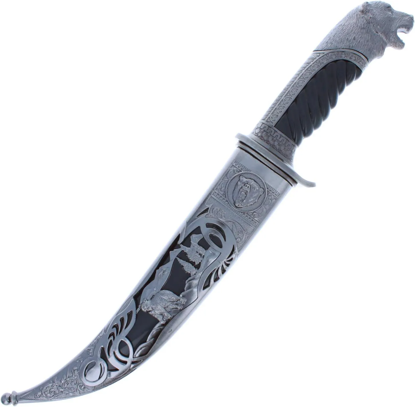 ASR Outdoor 13" Wildlife Collection Animal Head Fixed Blade Hunting Knife, Howling Bear