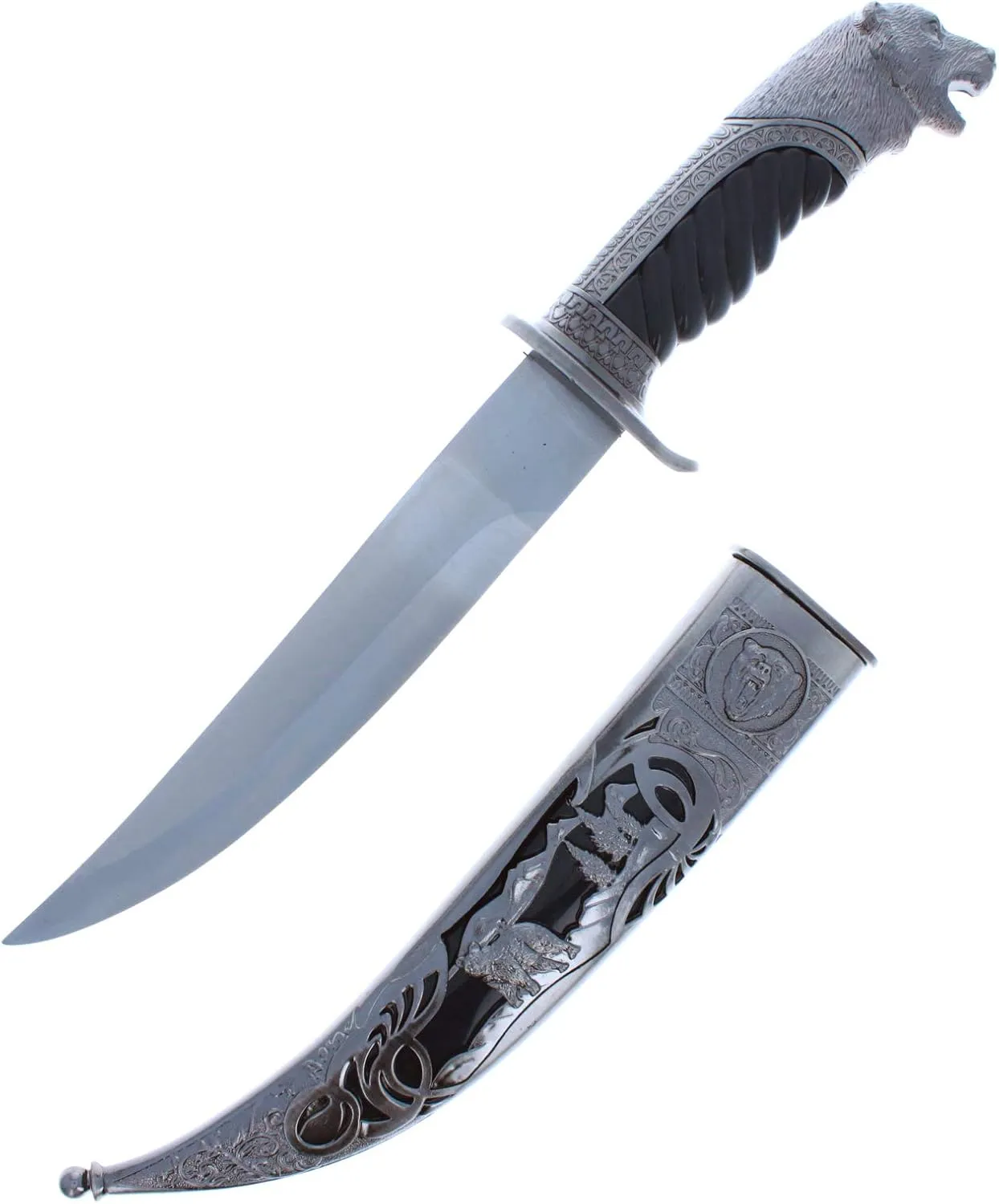 ASR Outdoor 13" Wildlife Collection Animal Head Fixed Blade Hunting Knife, Howling Bear