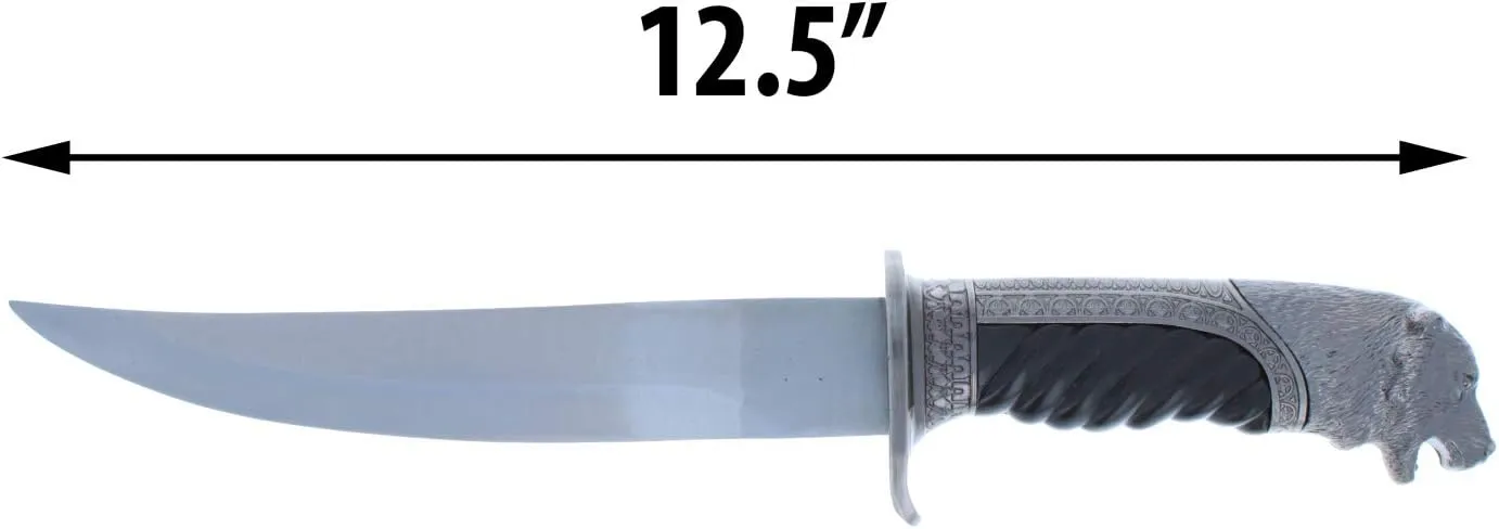 ASR Outdoor 13" Wildlife Collection Animal Head Fixed Blade Hunting Knife, Howling Bear