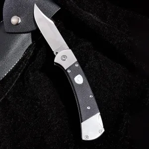 Assisted Opening Pocket Knife for Men Push Button 440C Stainless Steel Blade Lock-back Pocket Knife with G10 Handle EDC Folding Knife for Outdoor Camping Tactical (black)