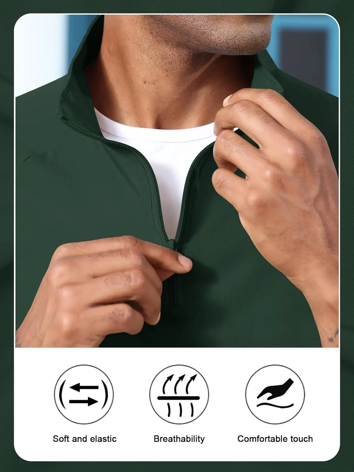 Aulemen Men's Casual Quarter Zip Pullover-Athletic Lightweight Jackets Hiking Golf for Men Mock Neck with Pockets