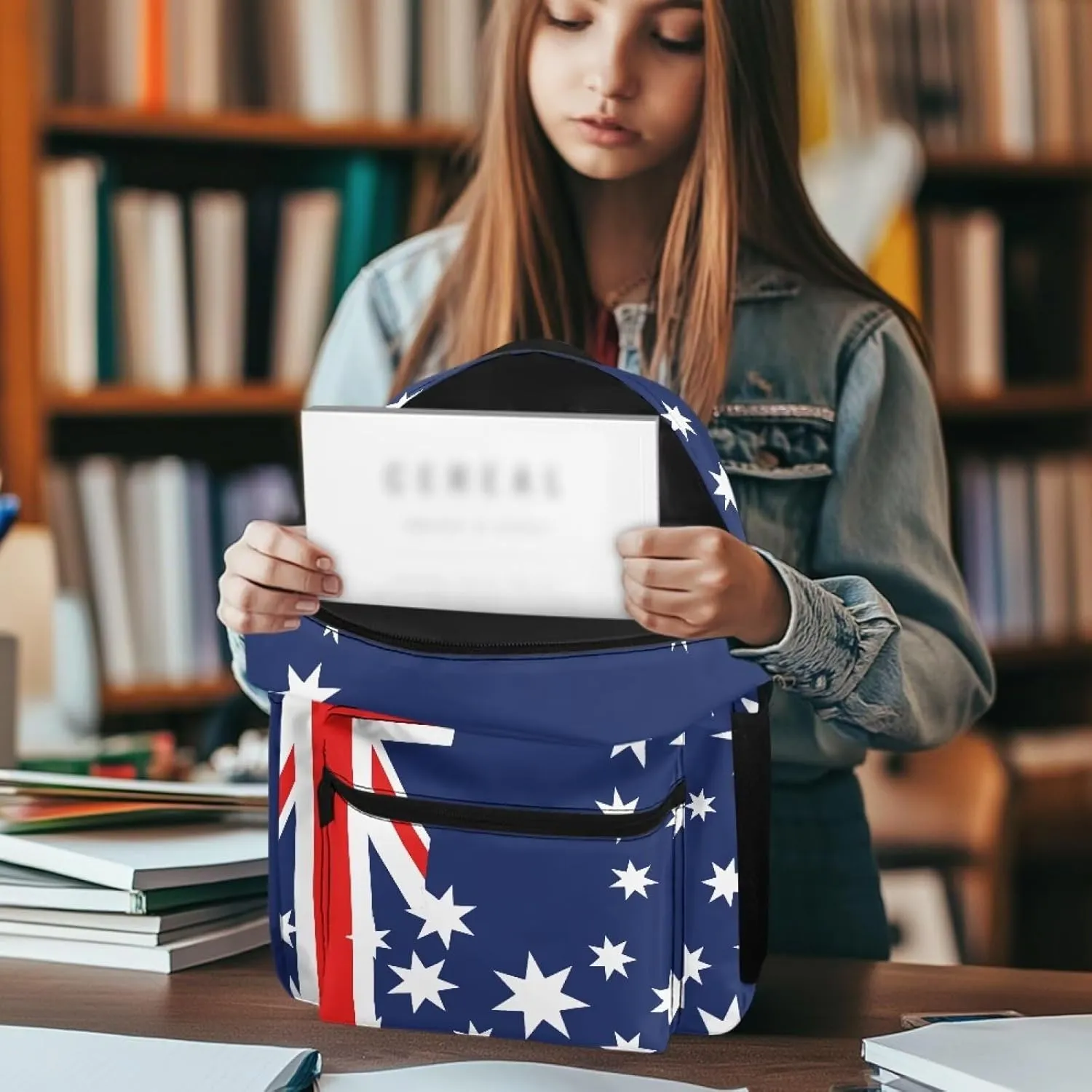Australia Flag Classic Backpack for Men Large Capacity Laptop Bag Lightweight Computer Rucksack Travel Daypack Purse with Top Handle and Zipper Closure