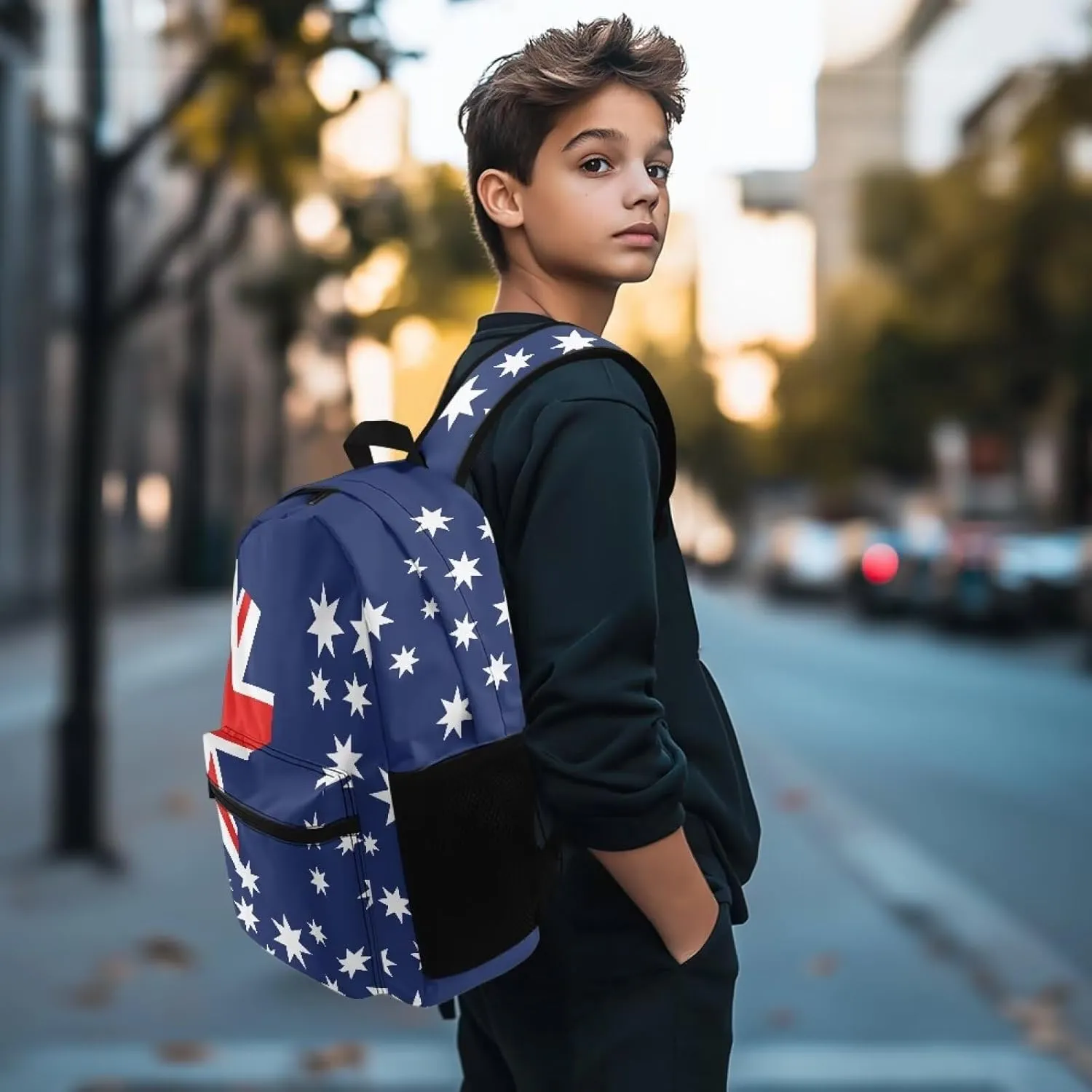 Australia Flag Classic Backpack for Men Large Capacity Laptop Bag Lightweight Computer Rucksack Travel Daypack Purse with Top Handle and Zipper Closure