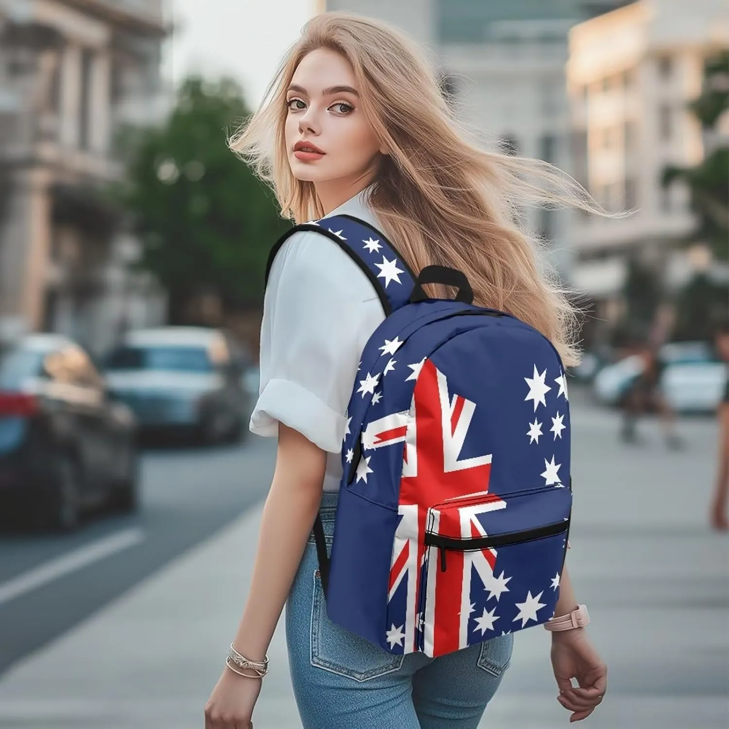 Australia Flag Classic Backpack for Men Large Capacity Laptop Bag Lightweight Computer Rucksack Travel Daypack Purse with Top Handle and Zipper Closure