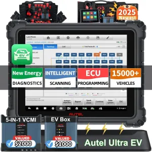 Autel MaxiSys Ultra EV OBD2 Scanner, 2025 Top EV Intelligent Scan Diagnostic Tool, Upgrade of Ultra/ MS919/ MS909, with EVDiag Kit, High-Voltage System & Battery Pack Analysis, J2534 ECU Programming