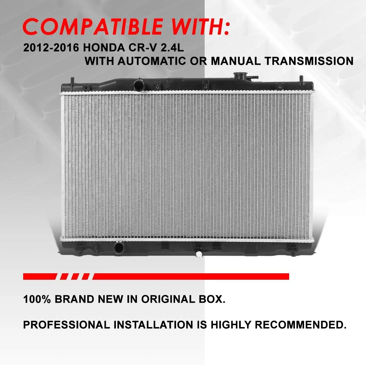 Auto Dynasty Radiator Compatible with 12-16 Honda CR-V 2.4L AT/MT, DPI 13314 Factory Style 1-Row Cooling Radiator, Aluminum Core