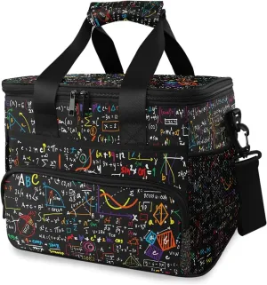 AUUXVA Cooler Bag Large Camping Cooler Tote Math Education Geometrical Plots Formulas Lunch Cooler Bag Insulated Waterproof Lunch Box for Picnic Beach Travel, Reusable Leakproof