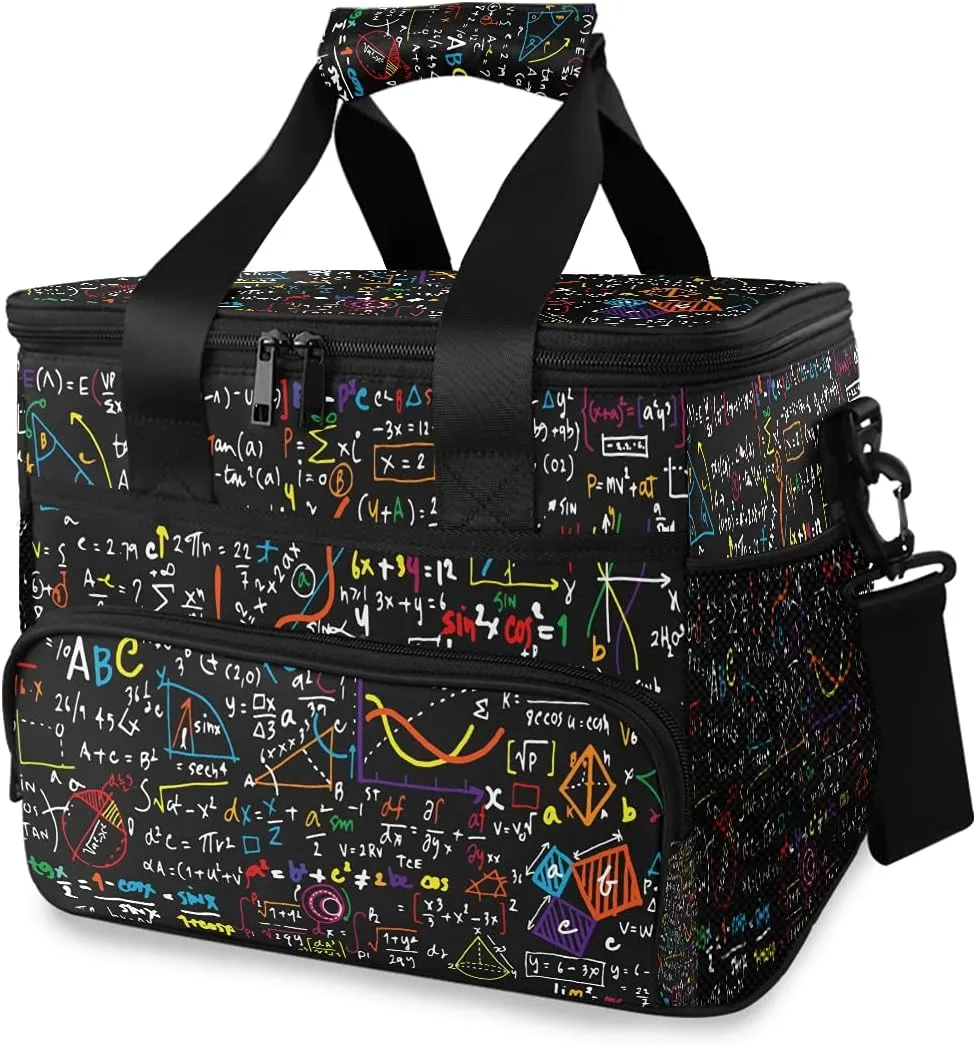 AUUXVA Cooler Bag Large Camping Cooler Tote Math Education Geometrical Plots Formulas Lunch Cooler Bag Insulated Waterproof Lunch Box for Picnic Beach Travel, Reusable Leakproof