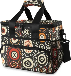Aztec Polka Dot Floral Bohemian Cooler Bag Insulated Cooler Soft Sided Cooler 24 Can Portable Picnic Bag Large Leakproof Lunch Bag Box for Beach Grocery Camping Travel Car Men Women