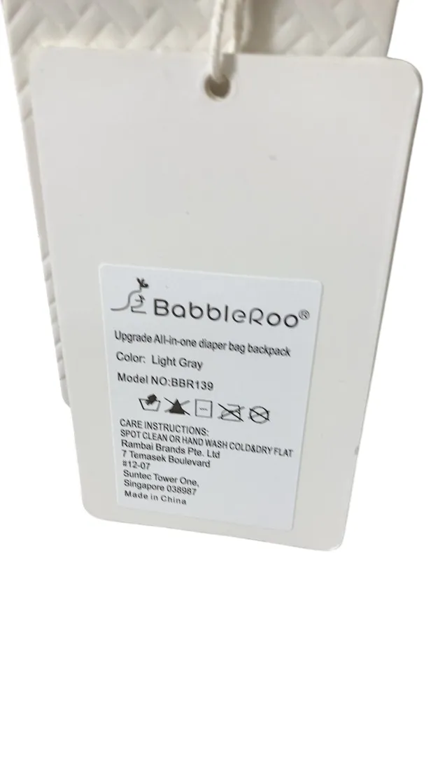 BabbleRoo Diaper Bag Backpack, Light Grey, Original