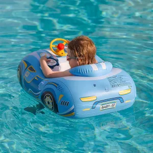 Baby Pool Float with 3D Car Design, PVC Baby Swim Float, Toddler Pool Float, Swimming Floats Seat Boat Pool Toys with Steering Wheel for 12-18, 12-24 Months, Age 2-3, 1-4 Years Girl Boy