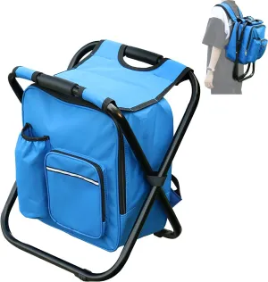 backpack chair,Folding Stool Backpack Insulated Cooler Bag,Portable Fishing Chair Stool,Backpack Cooler Chair,Outdoor Gear Camping Stool for Outdoor Events, Hiking (blue)
