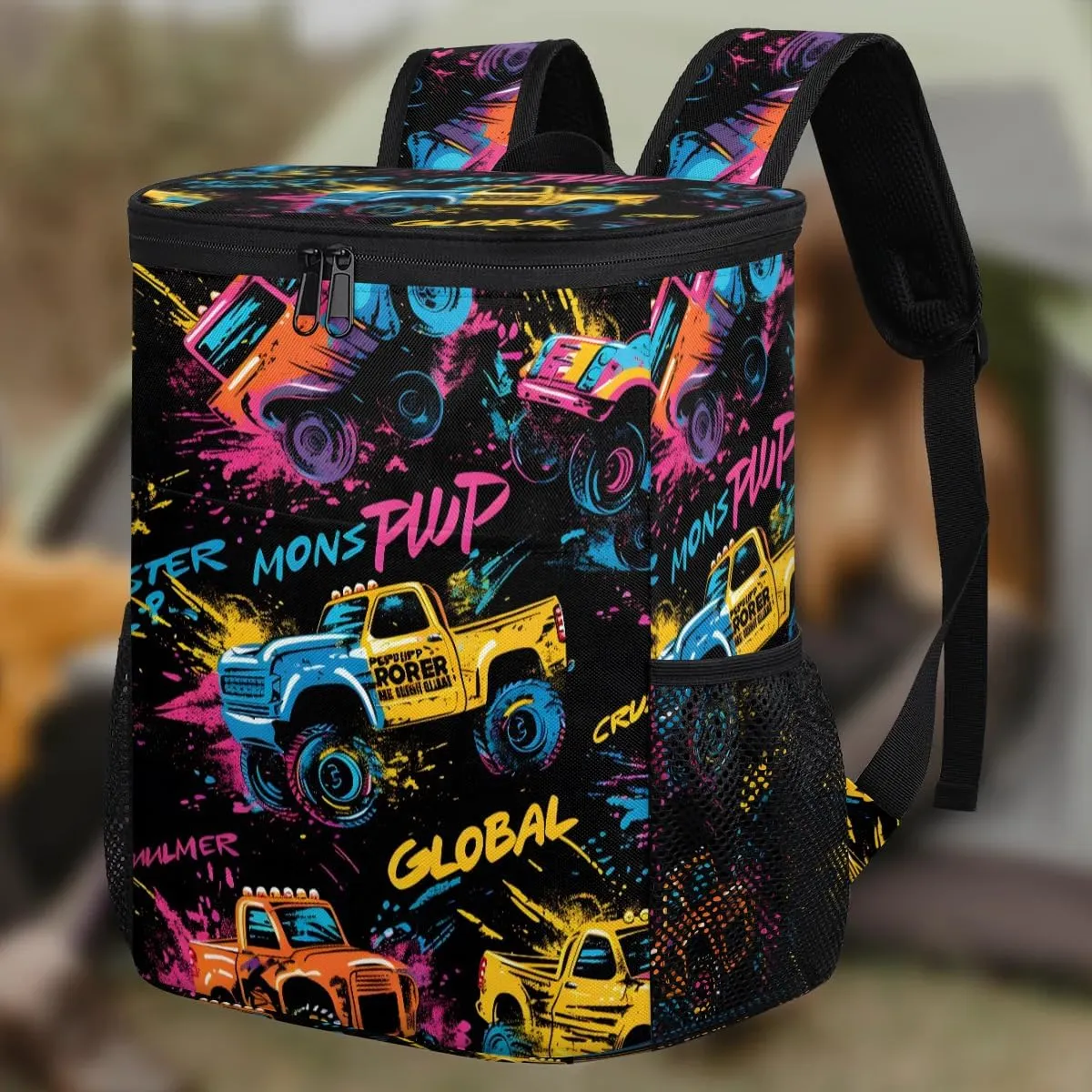 Backpack Cooler Cool Trucks Print Cooler Backpack Insulated Leak Proof Soft Cooler Bag for Men Women Lunch Backpack for Camping Picnic Hiking Beach Travel