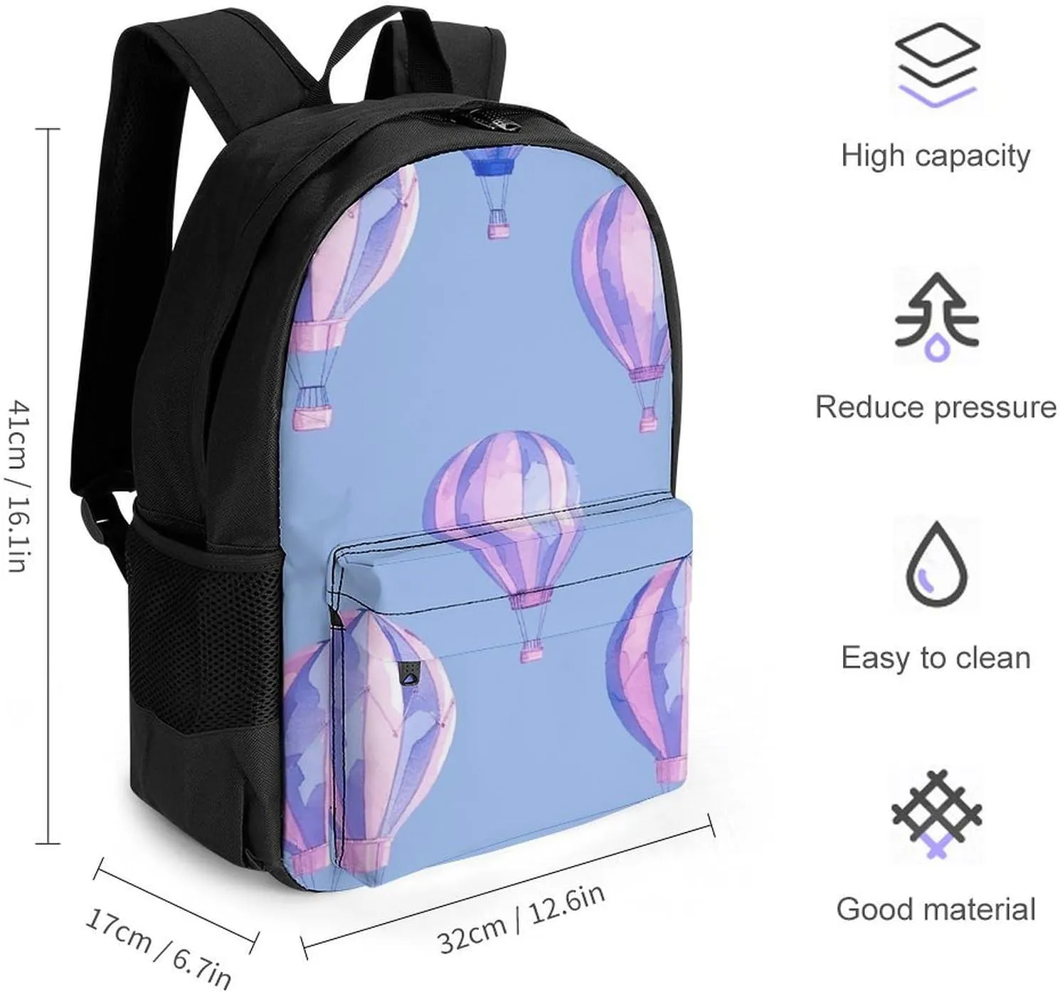 Backpack for Men Women Laptop Backpack Blue Hot Air Balloon Casual Daypack Laptop Bag for Travel