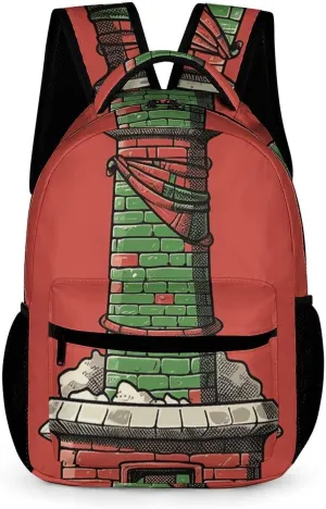 Backpack for Woman Men Casual Daypack Christmas Chimney Laptop Backpack Lightweight Bookbag Rucksack for Travel Work