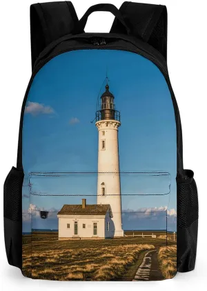 Backpack with Pocket Backpacks Old Lighthouse-standard-scale Printed Travel Backpack Lightweight Outdoor Travel Gym Events Bag