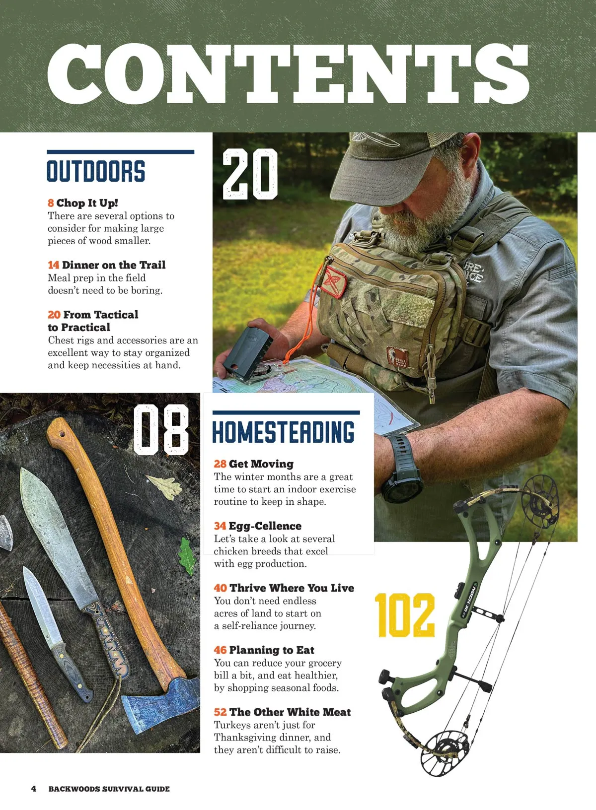 Backwoods Survival Guide - Living Off The Land No. 30: 200  Essential Tips, Choosing Archery, Field Expedient Cooking, Supplies, Build A Knife Strop, DIY Body Care, Best New Gear, Choppers & More!