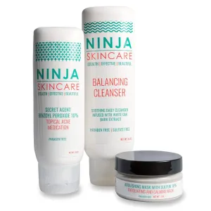 Balancing Cleanser with 10% Benzoyl Peroxide Topical Acne Medication and 10% Sulfur Exfoliating Mask-Starter Kit with Combination Skin – Paraben Free